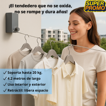 Tendedero Retráctil para interiores y exteriores